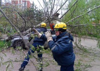 В Краснодаре рекламный щит упал на человека