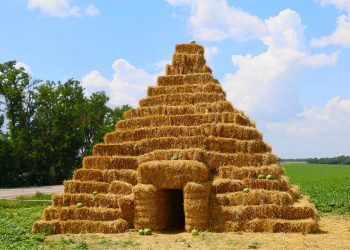 На Кубани фермер построил пирамиду из сена