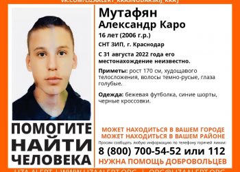В Краснодаре в СНТ «ЗИП» без вести пропал 16-летний парень
