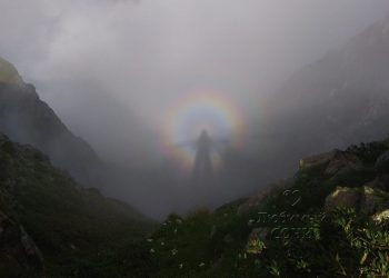 В горах Красной Поляны Сочи на высоте 2500 метров сняли Брокенского призрака