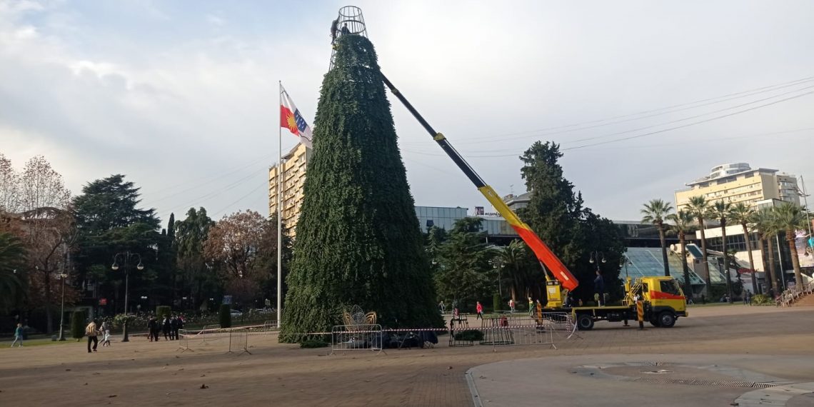 В Сочи завершают установку главной елки
