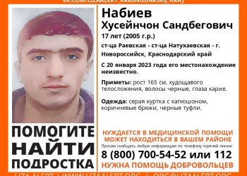 В Краснодарском крае пропал нуждающийся в медицинской помощи 17-летний подросток