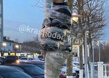 В Новороссийске полиция установила хулиганов, привязавших парня с секс-игрушкой к фонарному столбу