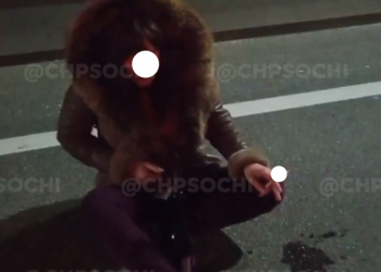 В Сочи сняли пьяную женщину, севшую посреди оживленной трассы