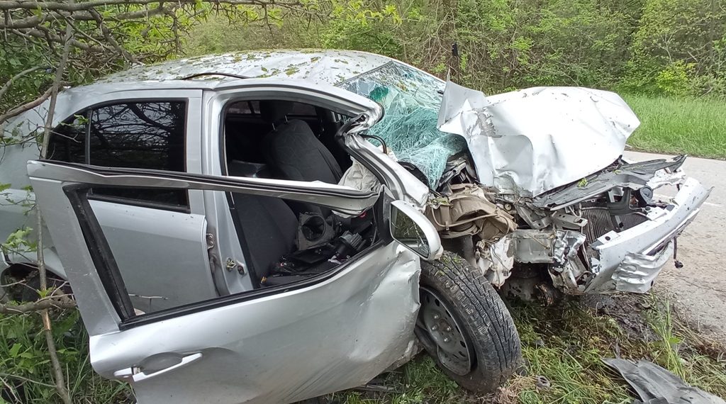 На Кубани иномарка врезалась в дерево: два человека в больнице