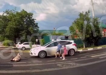 На Кубани автомобиль сбил женщину, а ее дети попытались достать из салона водителя