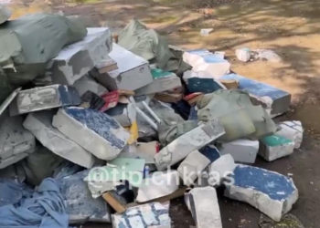 В Краснодаре одну из улиц завалили строительным мусором