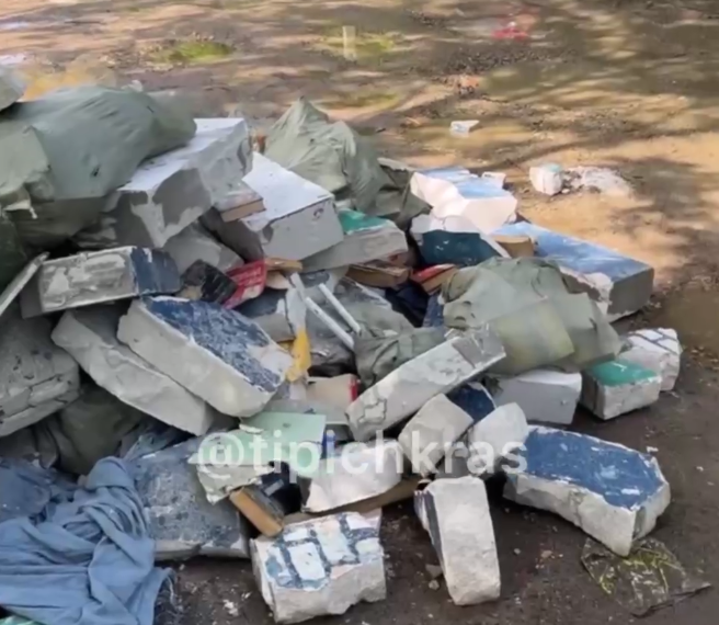 В Краснодаре одну из улиц завалили строительным мусором