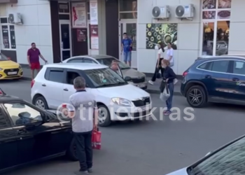 В Краснодаре нервная женщина-пешеход побила не пропустивший ее автомобиль