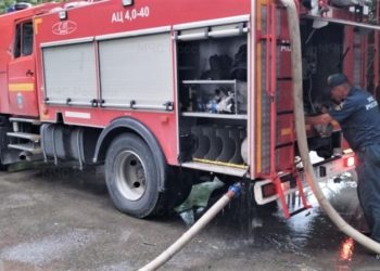 На Кубани в городе Абинск сгорел ангар площадью 250 кв. метров