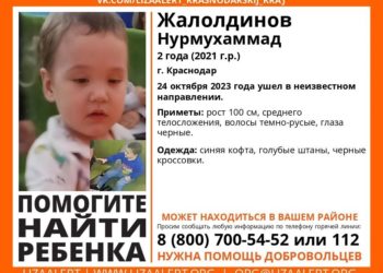 В Краснодаре пропал двухлетний ребенок