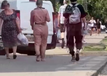 В Краснодаре парень водит девушку по улицам на поводке