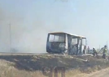 На Кубани загорелся рейсовый автобус: пострадал человек