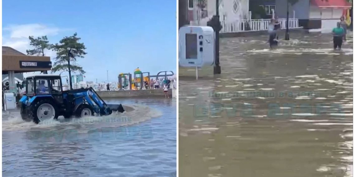 В Анапе применили тракторы для борьбы с затоплением
