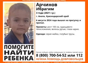 В Анапе волонтеры ищут 3-летнего ребенка, вышедшего на прогулку