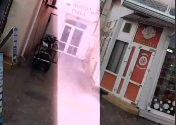 «Посмотри на нас»: в Анапе на рынке молния прошла в метре от оператора