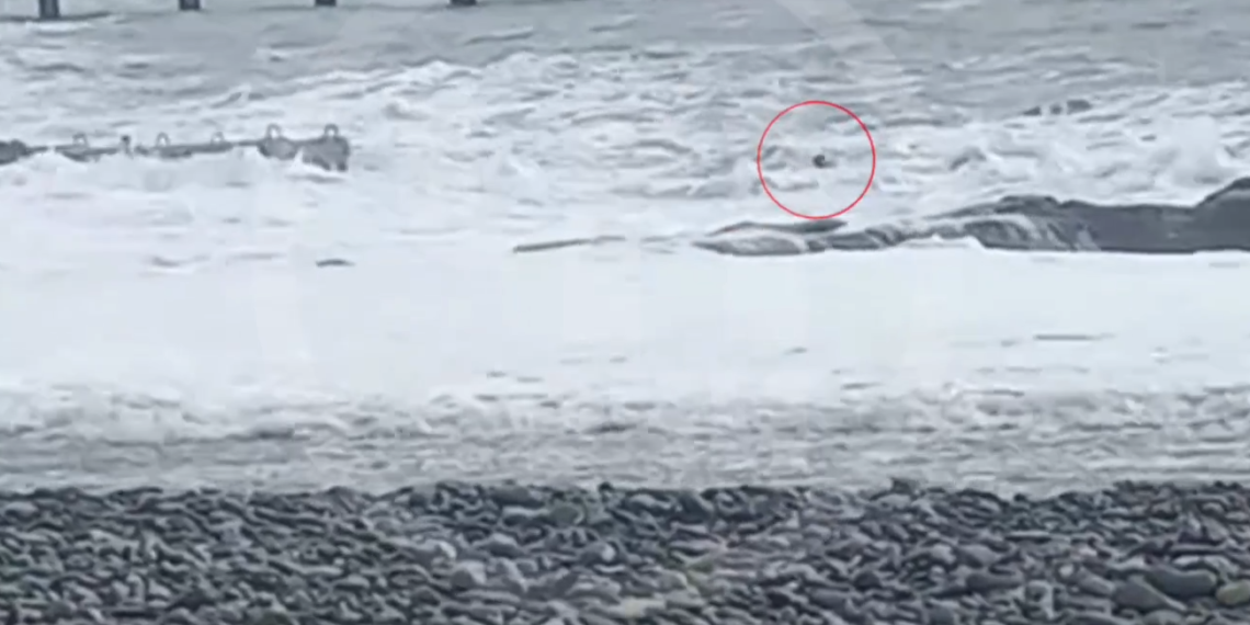 В Сочи отдыхающие снимали на камеру, как в бушующем море тонул бздых