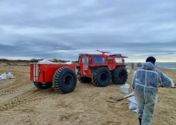 Загрязненный грунт на пляжах Кубани убирают 336 единиц техники 7 января
