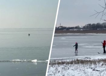 Краснодарское водохранилище покрылось льдом