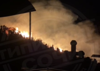 В Сочи на кладбище в районе Барановки произошёл масштабный пожар