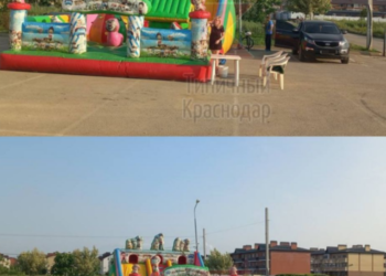 В Краснодаре разгорается спор из-за батута на парковке жилого дома