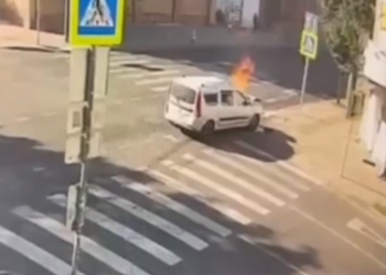 В Краснодаре момент огненного ДТП, в котором погиб водитель Лады, попал на видео