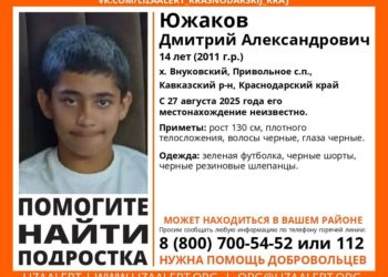 В Краснодарском крае второй день ищут пропавшего 14-летнего подростка