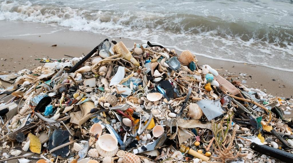 В Сочи на берегу моря появилась стихийная свалка