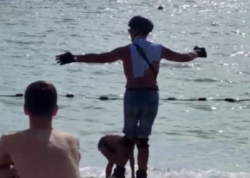 На кубанском побережье сняли на видео танцующего роллера