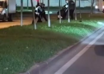 В Краснодаре сотрудники ДПС разнимали дерущихся мужчин