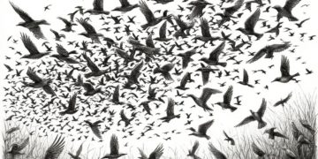 В небе над Апшеронским районом заметили редкое явление — мурмурацию птиц