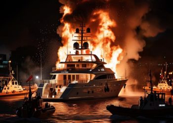 В Анапе 10 пожарных тушили яхту, горящую на 10 «квадратах»