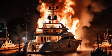 В Анапе 10 пожарных тушили яхту, горящую на 10 «квадратах»