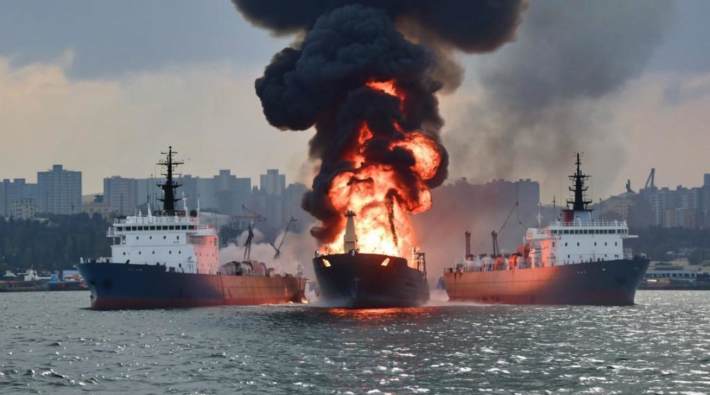 В результате ночной атаки БПЛА в порту Туапсе повреждены два иностранных судна