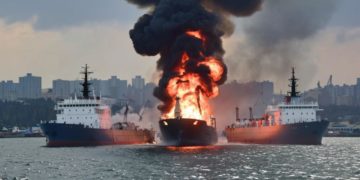 В результате ночной атаки БПЛА в порту Туапсе повреждены два иностранных судна