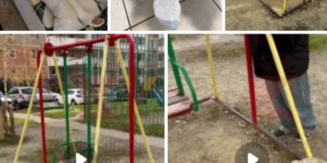 Ребенок получил перелом из-за упавшей качели на детской площадке в Краснодаре