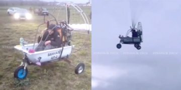 Житель Ейска построил летательный аппарат из ванны и успешно взлетел