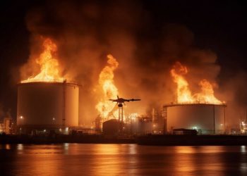 Из-за БПЛА в порту Темрюка на площади 2 тыс. кв. м горят 2 резервуара с нефтью