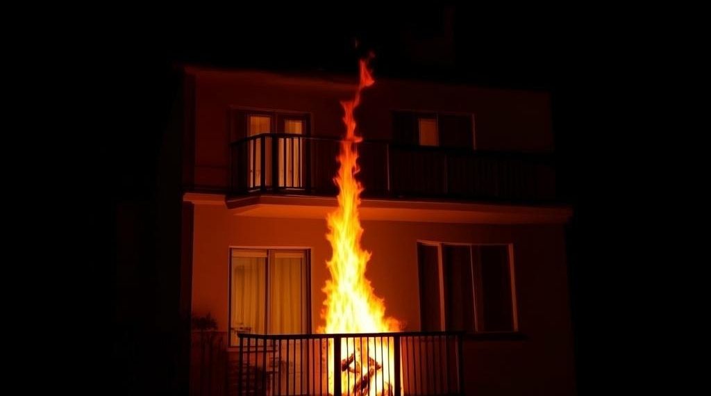 Пожар из-за новогоднего салюта произошел на балконе МКД в Краснодаре