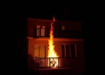 Пожар из-за новогоднего салюта произошел на балконе МКД в Краснодаре