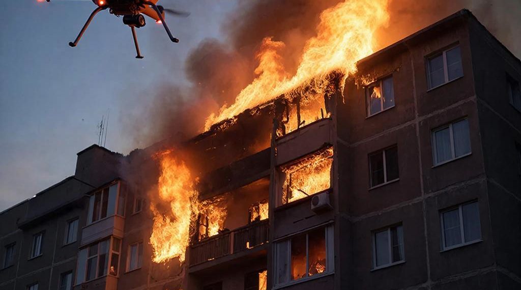 В сеть попали первые кадры с места падения БПЛА на жилой дом в Адыгее