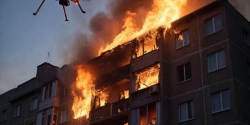 В сеть попали первые кадры с места падения БПЛА на жилой дом в Адыгее