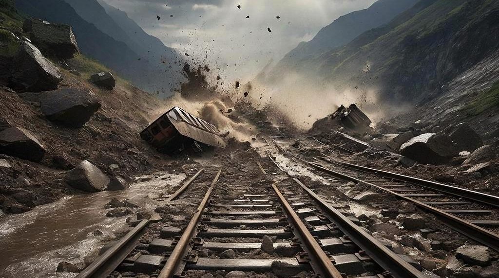 Почти 10 кубометров грунта сошло на железнодорожные пути у Якорной Щели