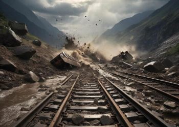 Почти 10 кубометров грунта сошло на железнодорожные пути у Якорной Щели