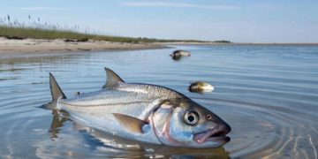 В акватории Ейского лимана зафиксирован крупный выброс погибшей рыбы