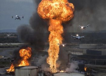 Нефтебаза вспыхнула в Крымске после падения обломков беспилотников