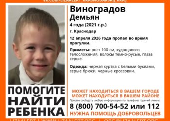 В Краснодаре в День космонавтики пропал четырехлетний Демьян Виноградов
