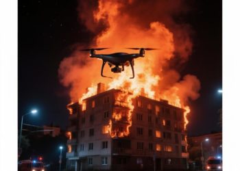 SHOT: обломки вражеского БПЛА упали на многоэтажку в Рязани, начался пожар