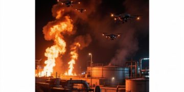На нефтебазе в станице Полтавской произошло возгорание после атаки БПЛА