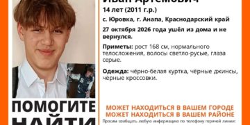 В селе Анапы с 27 октября разыскивают 14-летнего Ивана Медведева